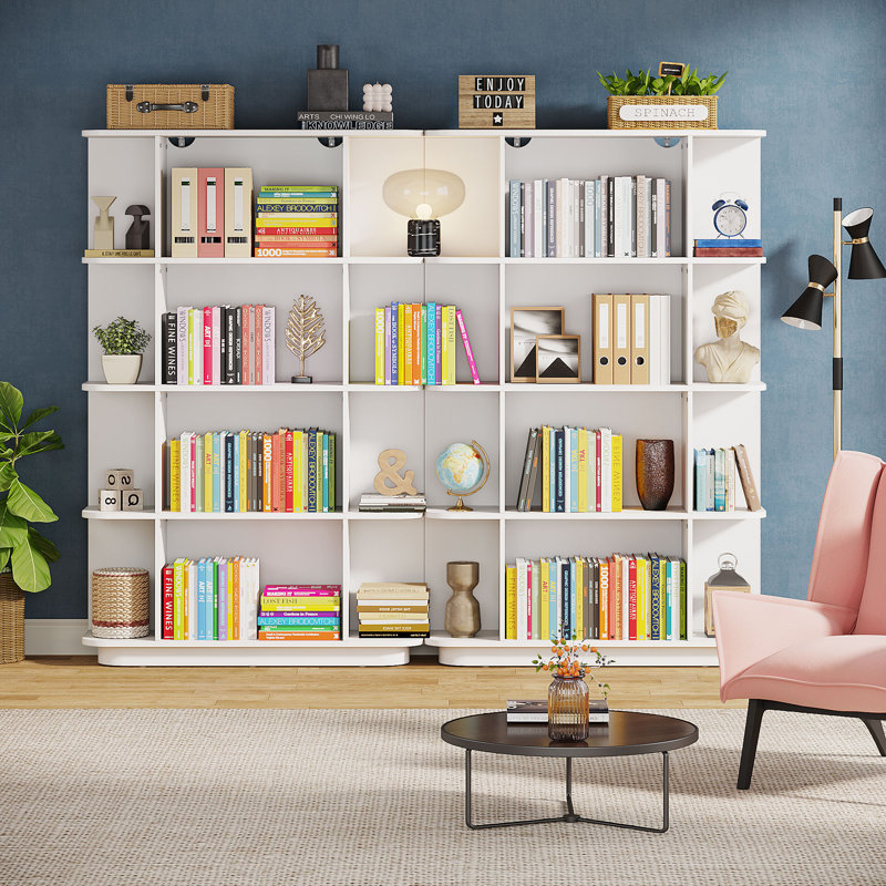 Latitude Run® White Wood Bookshelf Standard Bookcase, 65'' H x 39.4'' W